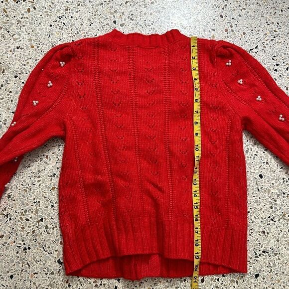 INDUSTRY red pearl sweater cardigan worn once  large L - Picture 8 of 8